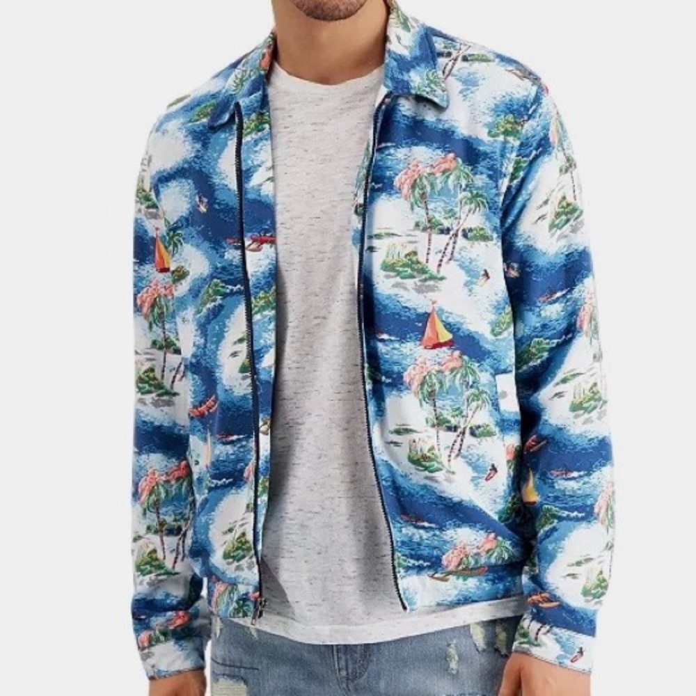 Sun + Stone Hawaiian Maui Scene Lightweight Jacket, Mens Medium